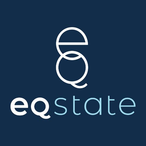 This is the base business logo for EQ State against a dark background