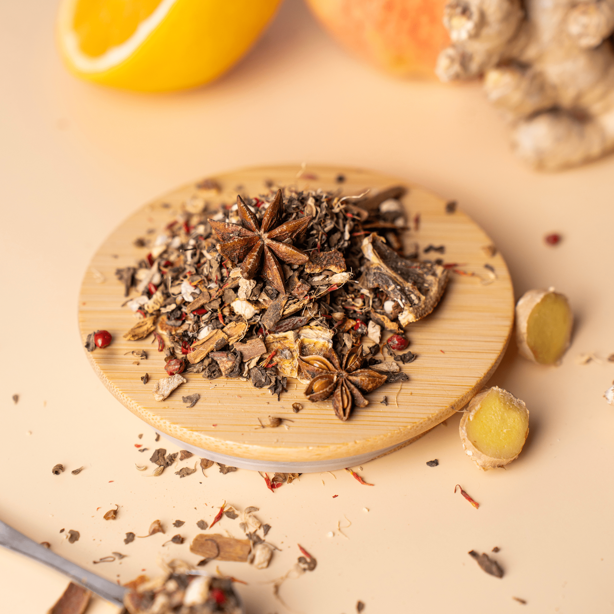 Spicy Tulsi loose-leaf tulsi herbal tea blend for calm and daily balance
